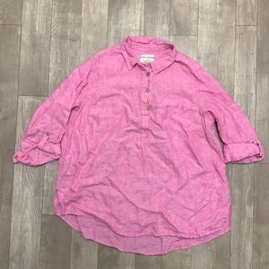 Womens Cynthia Rowley Linen 3 button 3/5‎ Sleeve Tunic Top